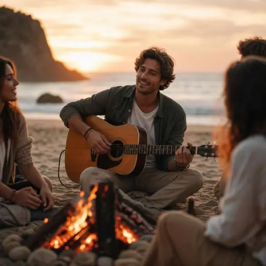 Guitarra, amigos y atardecer. No hace falta más 🎸